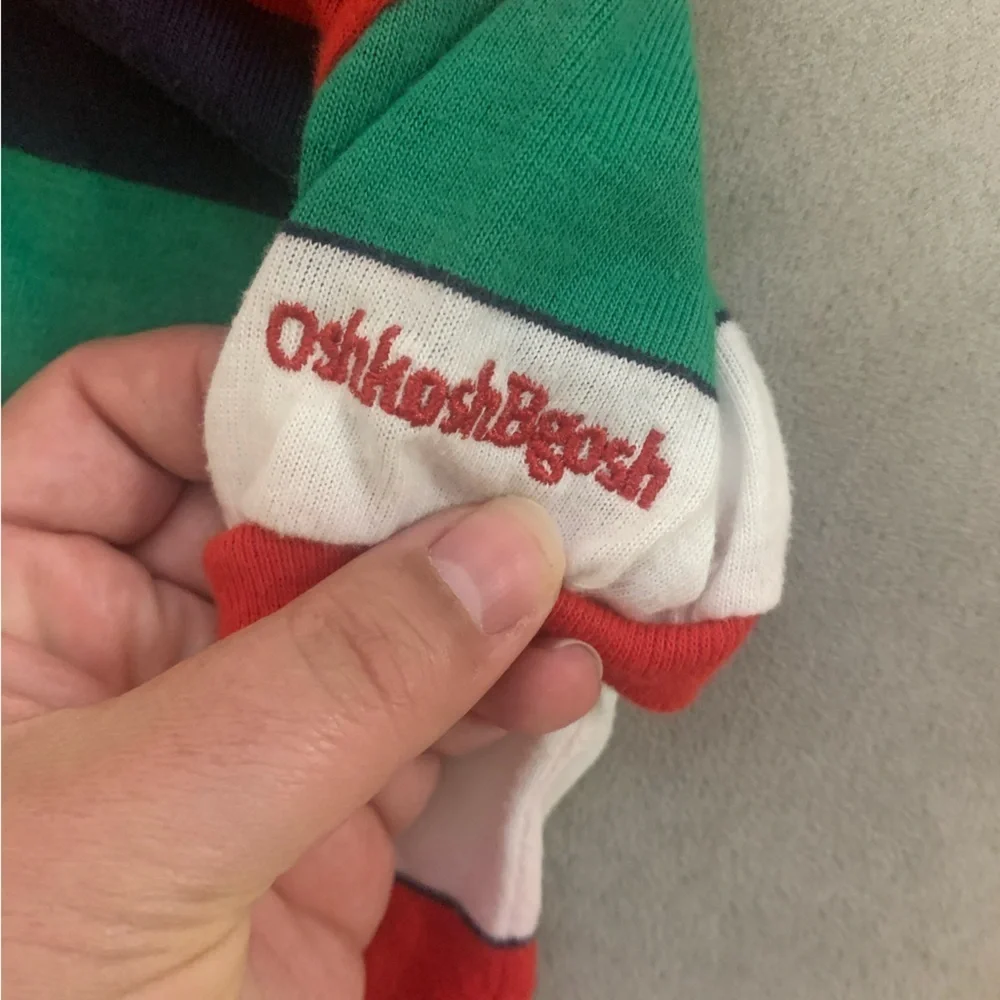 Vintage 80’s OshKosh B'gosh Red and Green Striped Polo Shirt